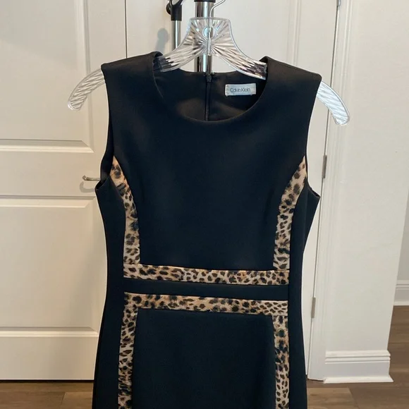 Calvin Klein Animal Print Trim Dress - Picture 2 of 6